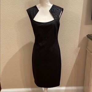 Black Cach’e Asymmetrical Cut Out Cocktail Dress